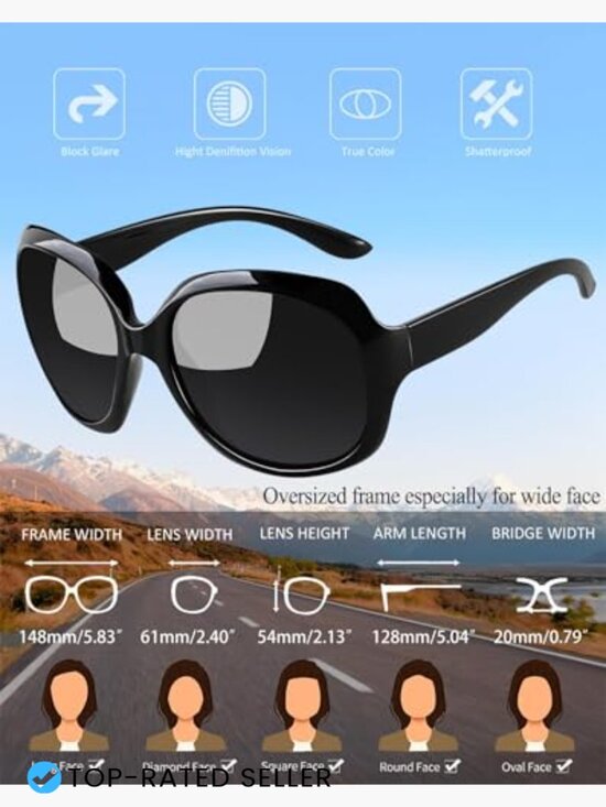 Oversized Butterfly Polarized Sunglasses Retro Trendy Classic Driving UV main image 5